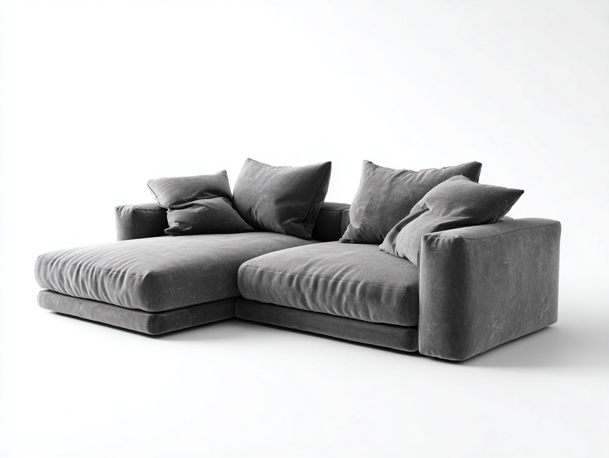 Sofás de esquina de tela 240 x 155 x 76 cm - gris - diseño moderno
