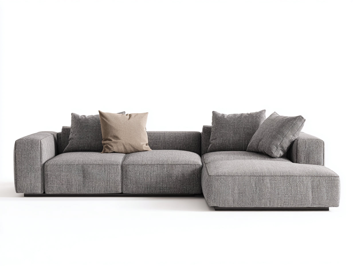 Sofás de esquina de tela 250 x 160 x 78 cm - gris claro - diseño moderno