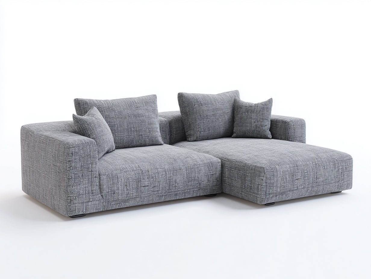 Sofás de esquina de tela 250x165x78 cm - gris - diseño moderno para salón