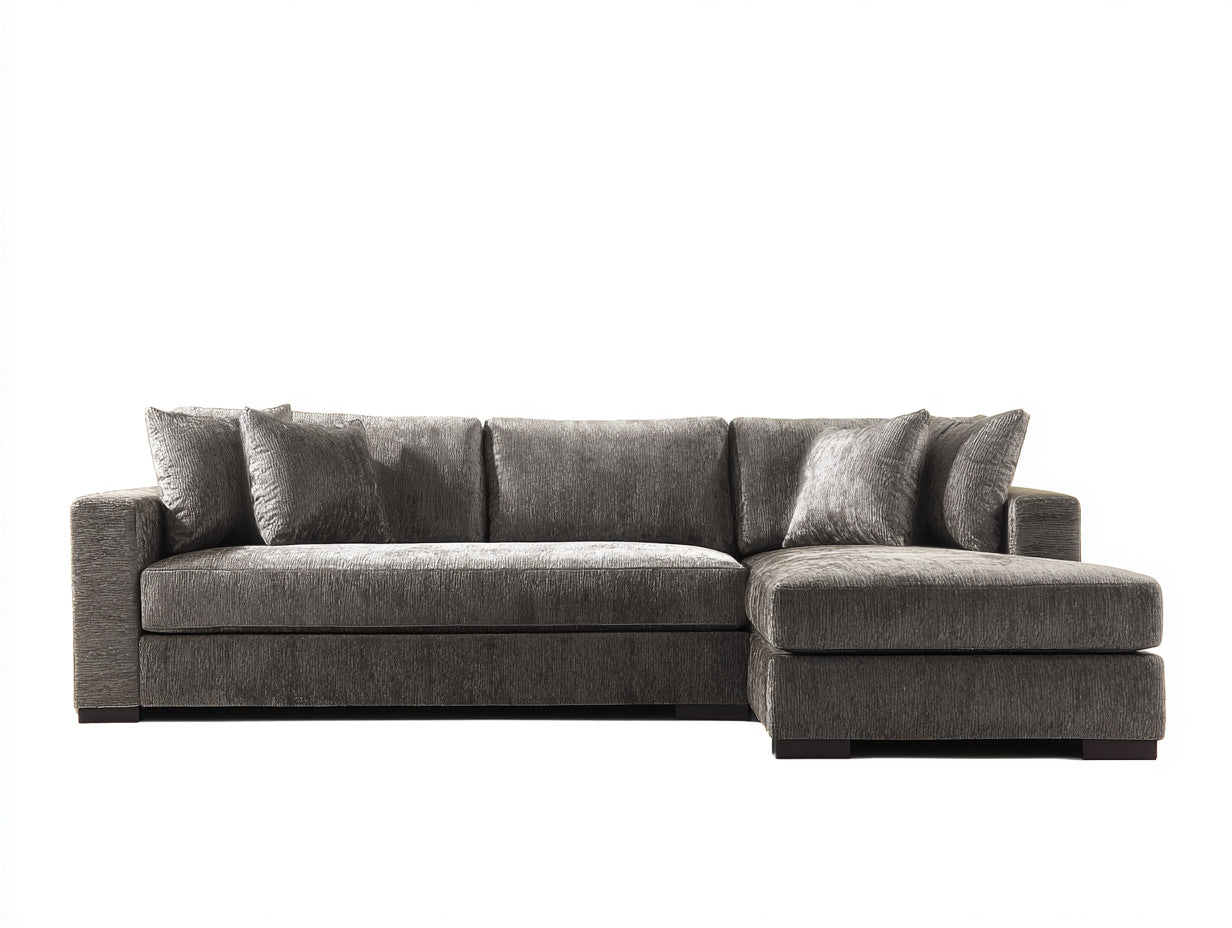 Sofás de esquina de tela 245 x 155 x 82 cm - gris oscuro - diseño moderno