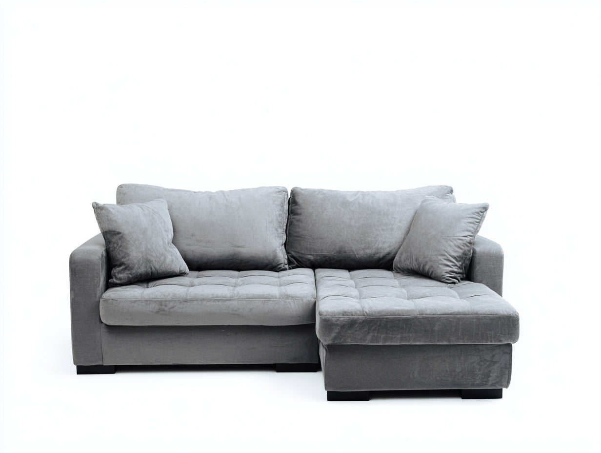 Sofás de esquina de tela 245x160x82 cm - gris - diseño moderno para salón