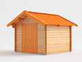 Casetas de jardín de madera 220 x 180 x 210 cm - natural y naranja - techo inclinado