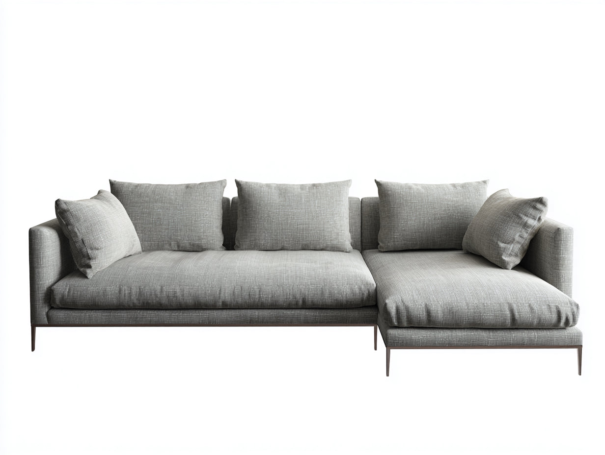Sofás de esquina de tela 255x165x82 cm - gris claro - diseño moderno para salón