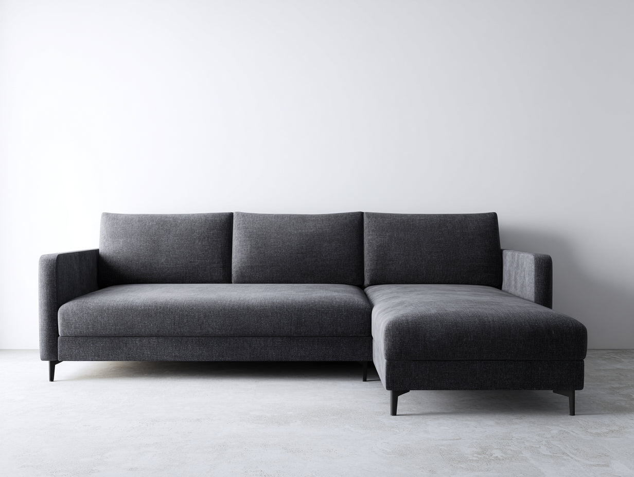 Sofás de esquina de tela 235 x 150 x 80 cm - gris oscuro - diseño moderno