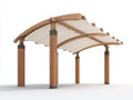 Pérgola de jardín de madera natural-crema 400 x 300 x 260 cm - con cubierta arqueada - diseño moderno