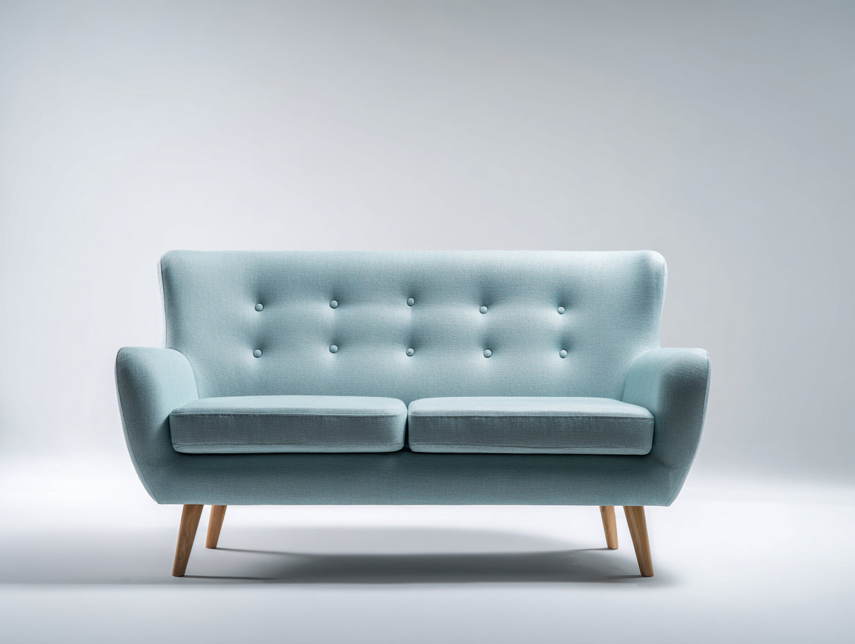 Sofás 2 plazas de tela azul claro 150 x 78 x 82 cm - para salón - diseño moderno