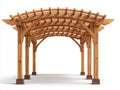 Pérgola de jardín de madera 380x300x270 cm - Natural-Marrón - Diseño arqueado para exterior