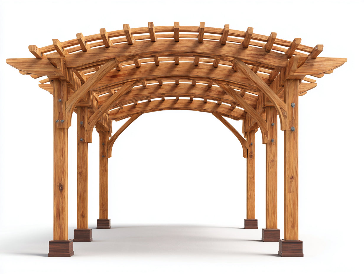 Pérgola de jardín de madera 380x300x270 cm - Natural-Marrón - Diseño arqueado para exterior