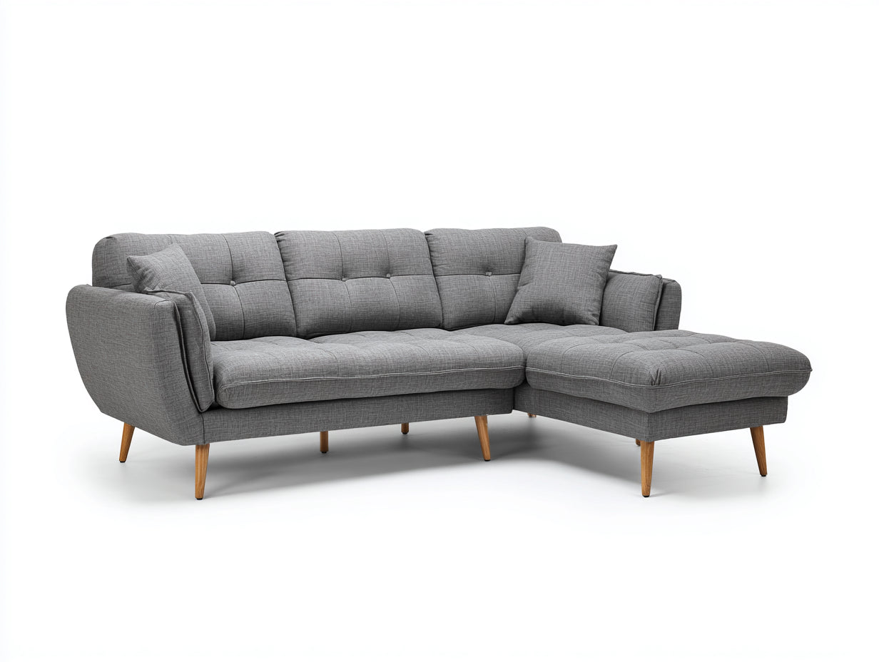 Sofás de esquina de tela gris 235 x 155 x 82 cm - para salón - diseño moderno
