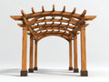 Pérgola de jardín de madera 380x280x260 cm - madera natural y base oscura - diseño arqueado para exterior