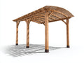 Pérgola de jardín de madera natural 420 x 300 x 270 cm - con techo curvado de celosía - diseño rústico