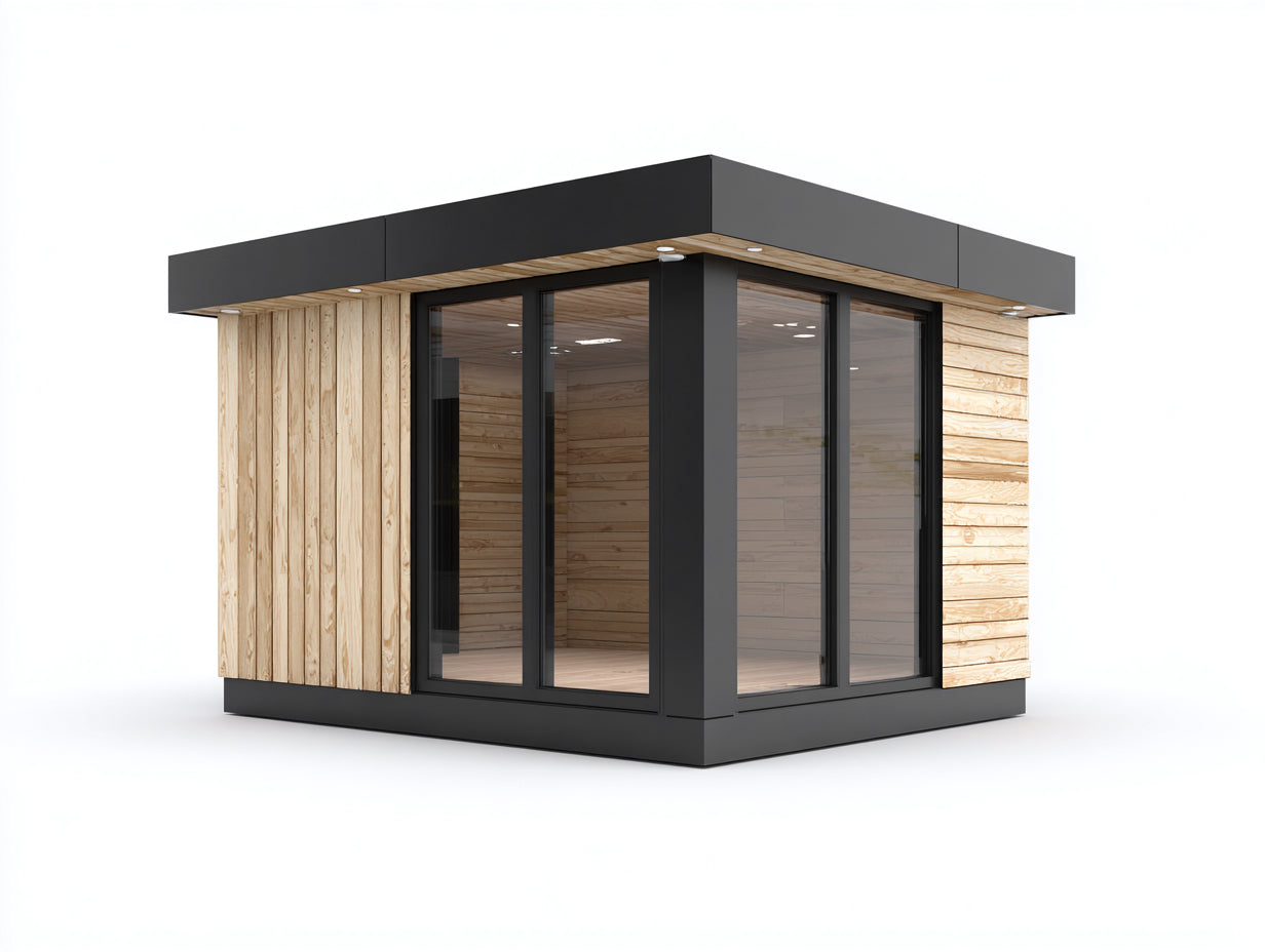 Casetas de jardín de madera 260 x 220 x 230 cm - natural y negro - diseño moderno