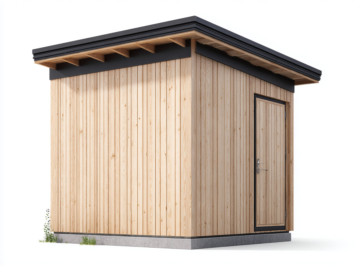Casetas de jardín de madera natural-negro 280 x 220 x 245 cm - con puerta lateral - diseño moderno