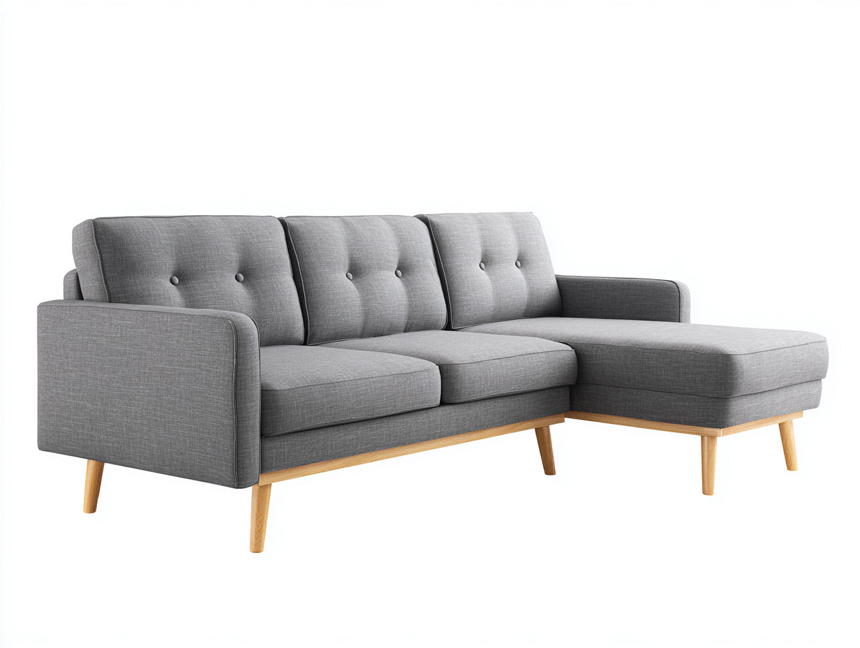 Sofás de esquina de tela 245x160x82 cm - gris - diseño moderno para salón