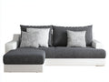 Sofás de esquina de tela gris-blanco 250 x 165 x 82 cm - para salón - diseño moderno