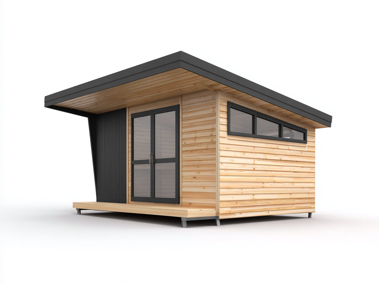 Casetas de jardín de madera 430x320x260 cm - madera natural y gris oscuro - diseño moderno para exterior