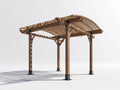 Pérgola de jardín de madera 360 x 280 x 255 cm - marrón y negro - diseño con techo curvo