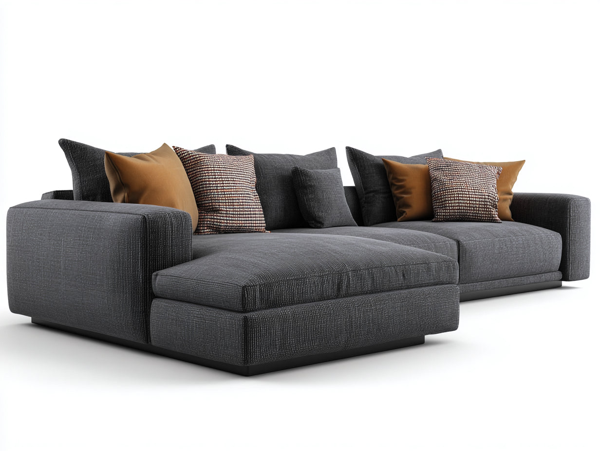 Sofás de esquina de tela 285x170x78 cm - gris oscuro - diseño moderno para salón