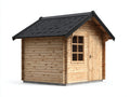 Casetas de jardín de madera natural-negro 240 x 200 x 230 cm - con puerta y ventana - diseño rústico