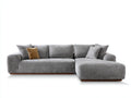 Sofás de esquina de tela gris 260 x 165 x 82 cm - para salón - diseño moderno
